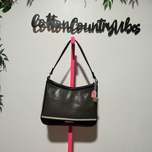 Brahmin Black and Cream Shoulder Bag